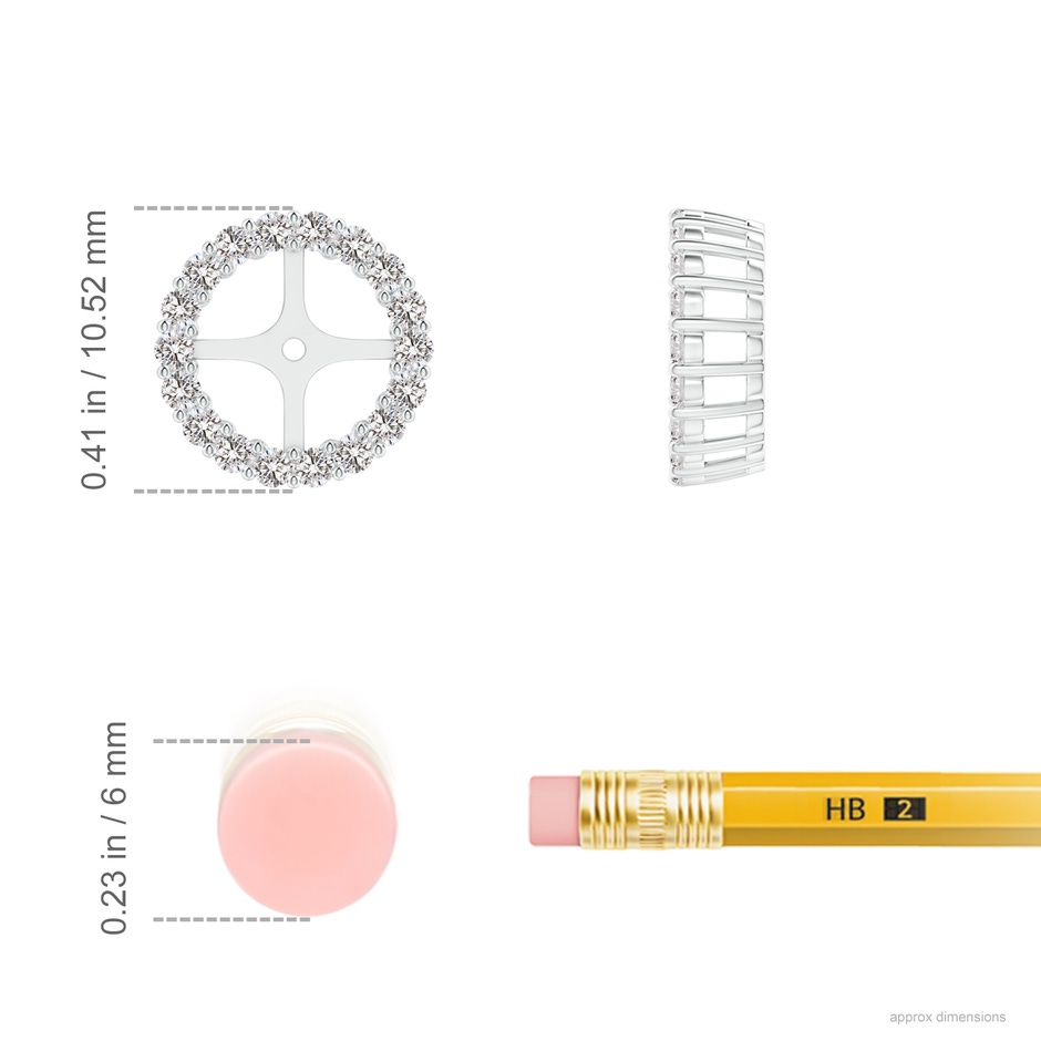 1.4mm IJI1I2 Prong-Set Diamond Halo Earring Jackets in 9K White Gold Ruler
