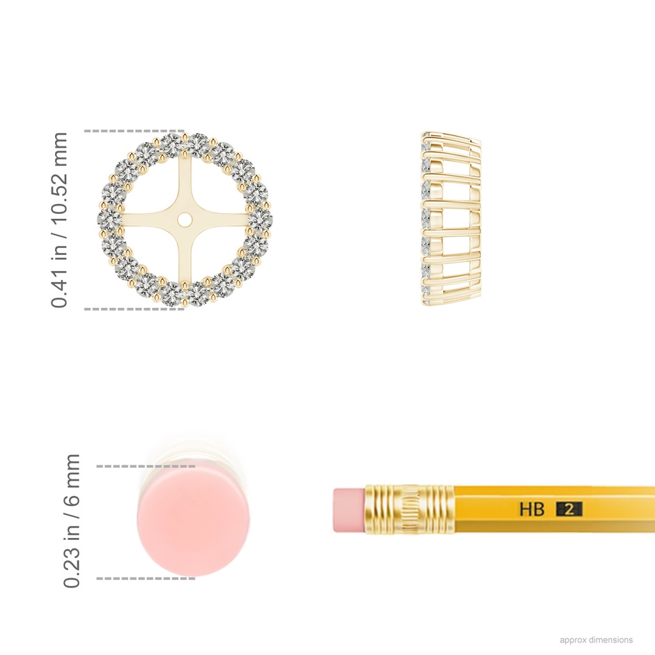 1.4mm KI3 Prong-Set Diamond Halo Earring Jackets in Yellow Gold ruler