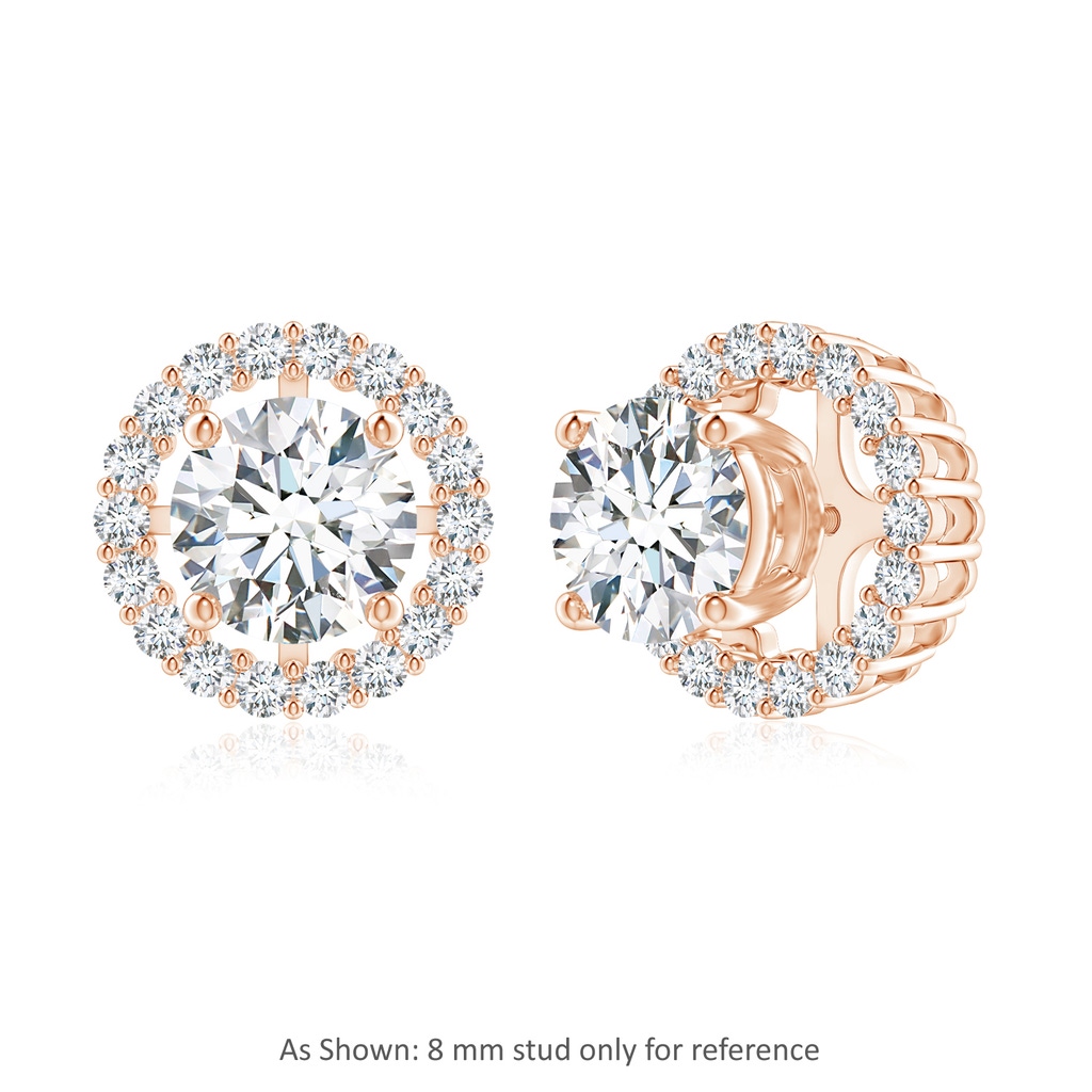 1.6mm GVS2 Prong-Set Diamond Halo Earring Jackets in Rose Gold Side 1