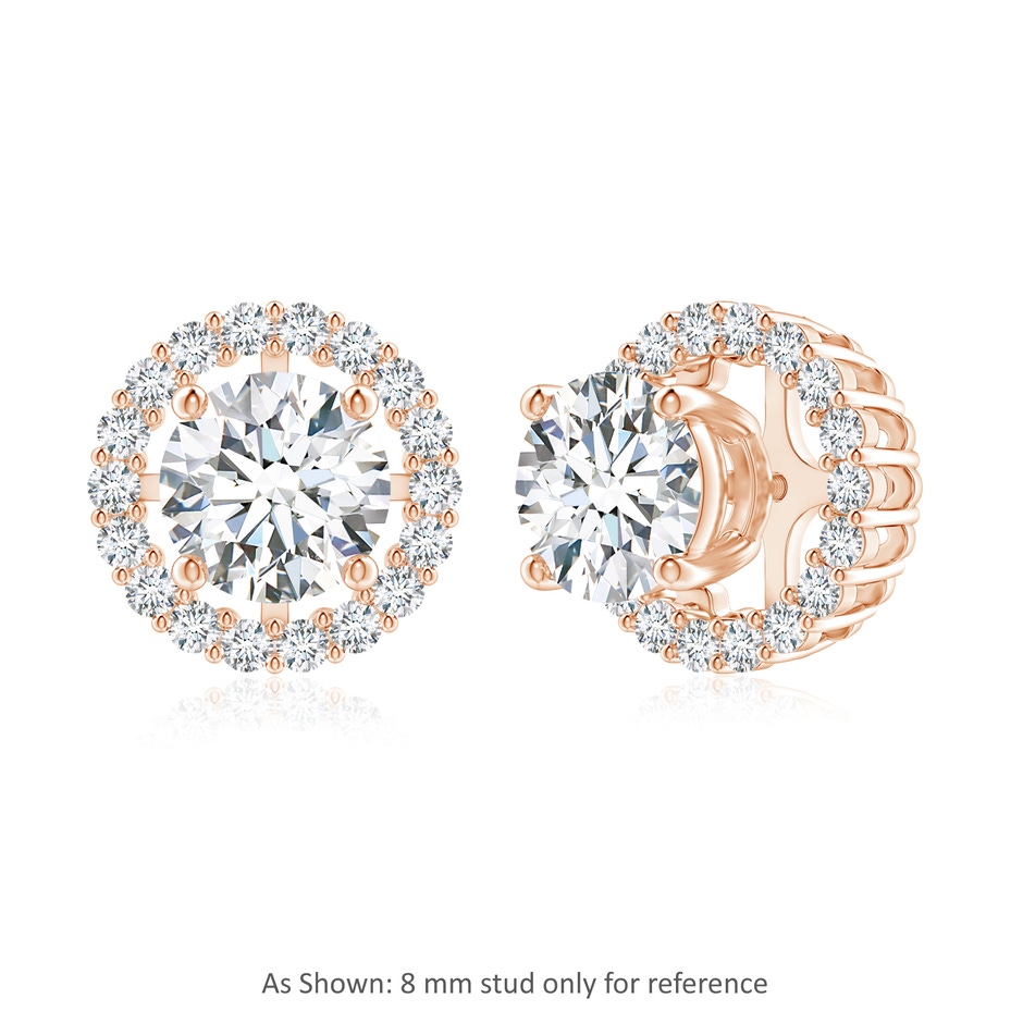 1.6mm GVS2 Prong-Set Diamond Halo Earring Jackets in Rose Gold side 1