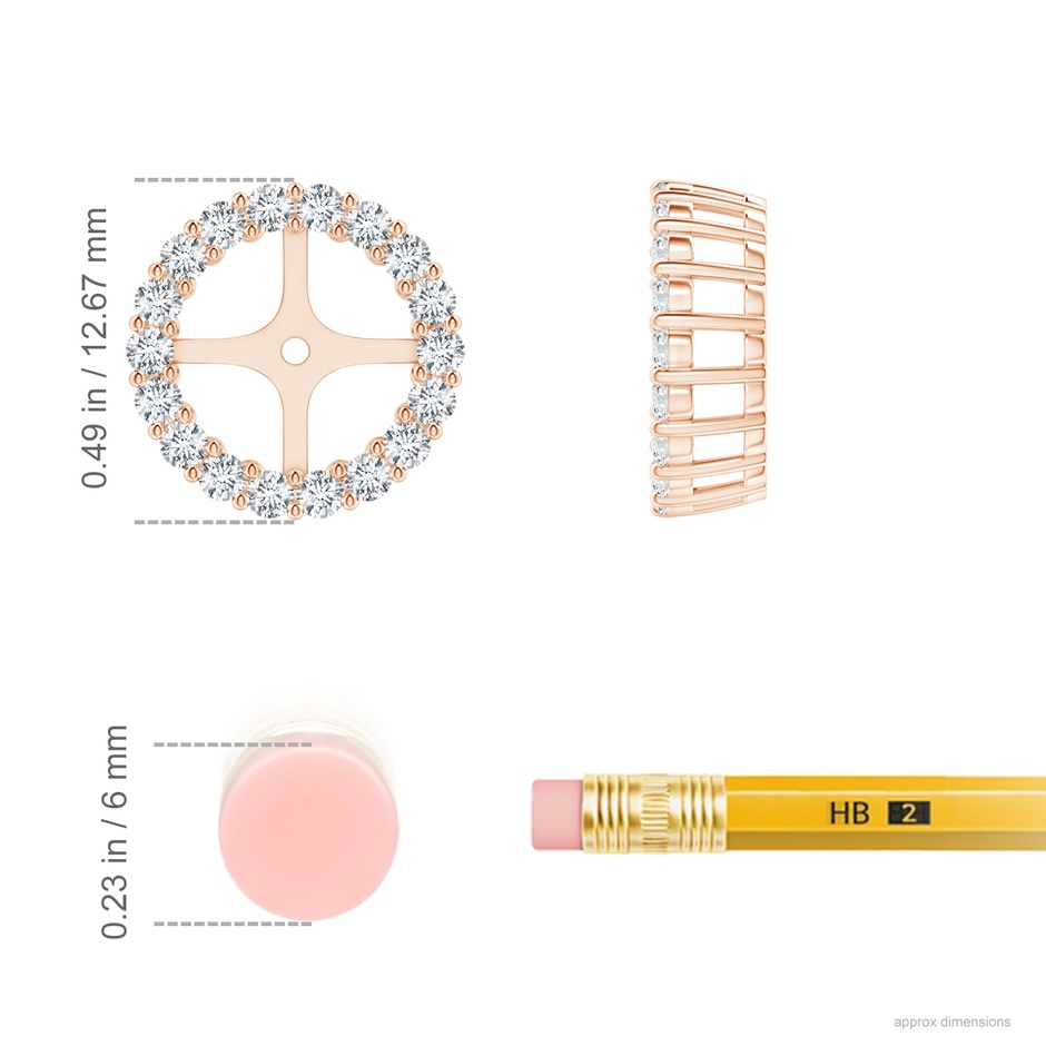 1.6mm GVS2 Prong-Set Diamond Halo Earring Jackets in Rose Gold ruler