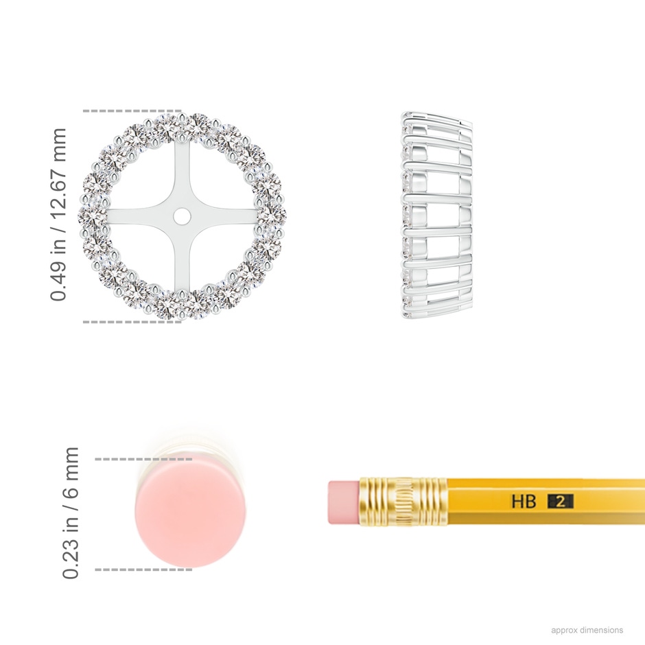 1.6mm IJI1I2 Prong-Set Diamond Halo Earring Jackets in White Gold ruler
