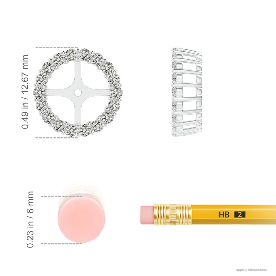 1.6mm KI3 Prong-Set Diamond Halo Earring Jackets in White Gold ruler