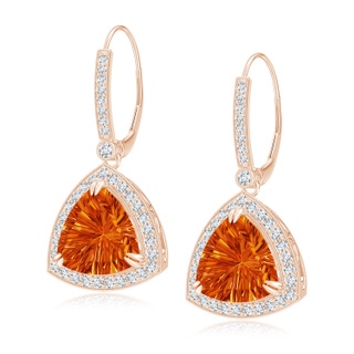 10mm AAAA Vintage Style Trillion Concave-Cut Citrine Earrings in Rose Gold