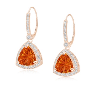 8mm AAAA Vintage Style Trillion Concave-Cut Citrine Earrings in Rose Gold