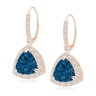 10mm AAAA Vintage Style Trillion Concave-Cut London Blue Topaz Earrings in Rose Gold