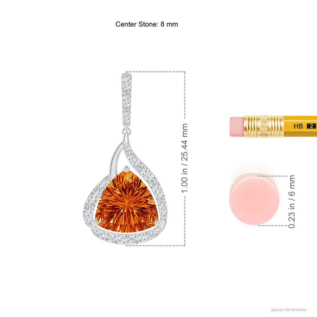 8mm AAAA Trillion Concave-Cut Citrine Flame Earrings in P950 Platinum Ruler