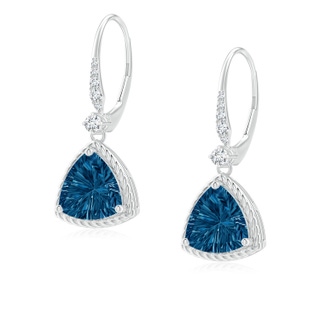 8mm AAAA Trillion London Blue Topaz Twisted Wire Halo Earrings in P950 Platinum