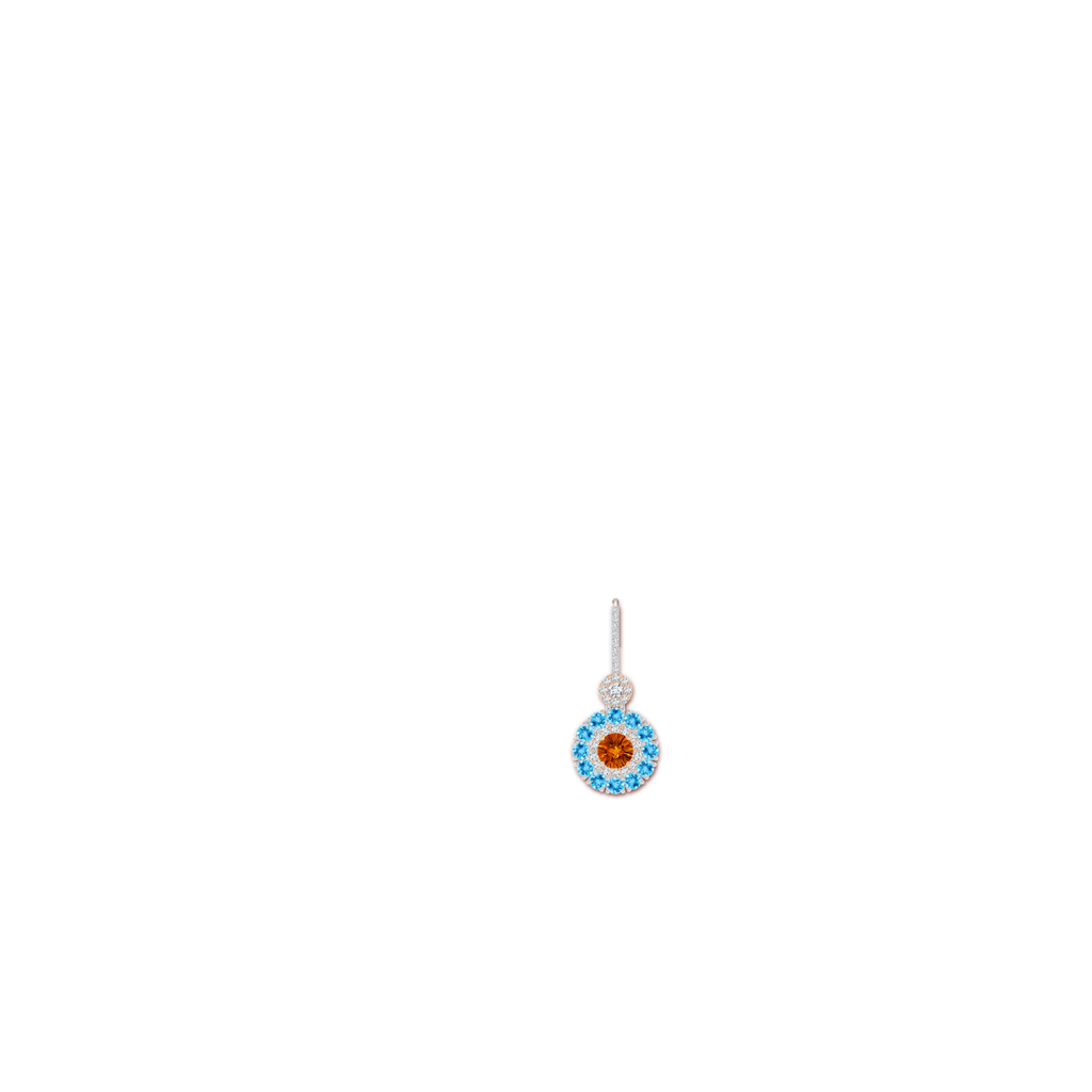 6mm AAAA Citrine and Swiss Blue Topaz Double Halo Earrings in White Gold Rose Gold Body-Ear