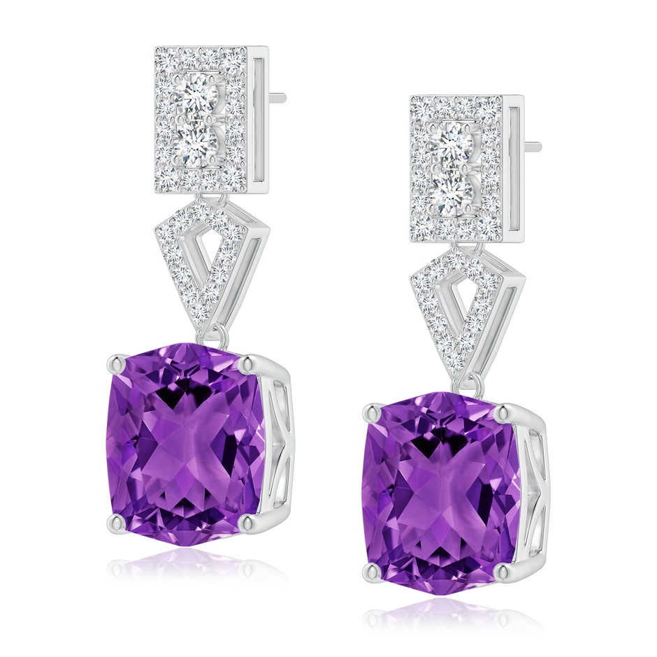 12x10mm AAAA Rectangular Cushion Amethyst Statement Earrings in White Gold 