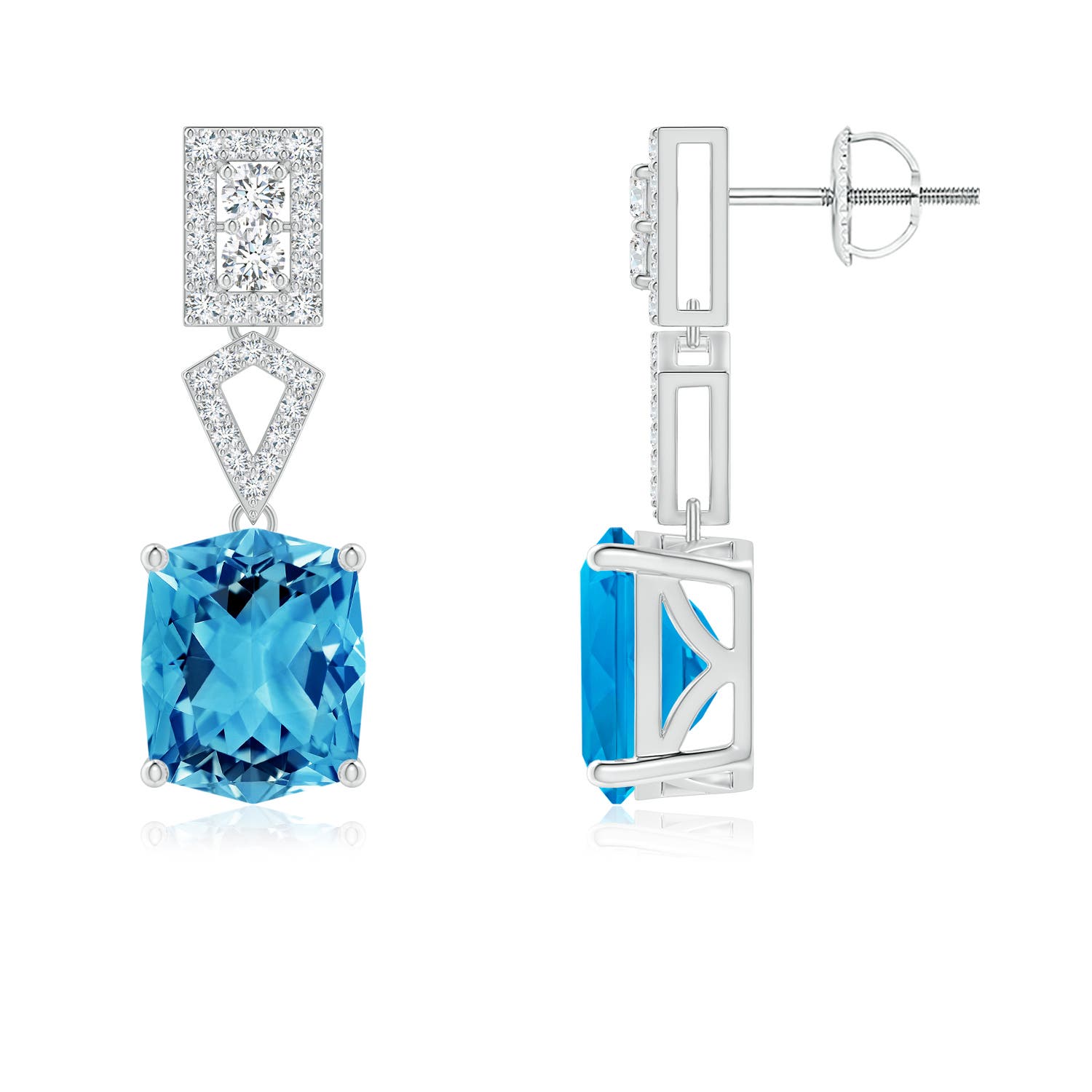 AAAA - Swiss Blue Topaz / 7.06 CT / 14 KT White Gold