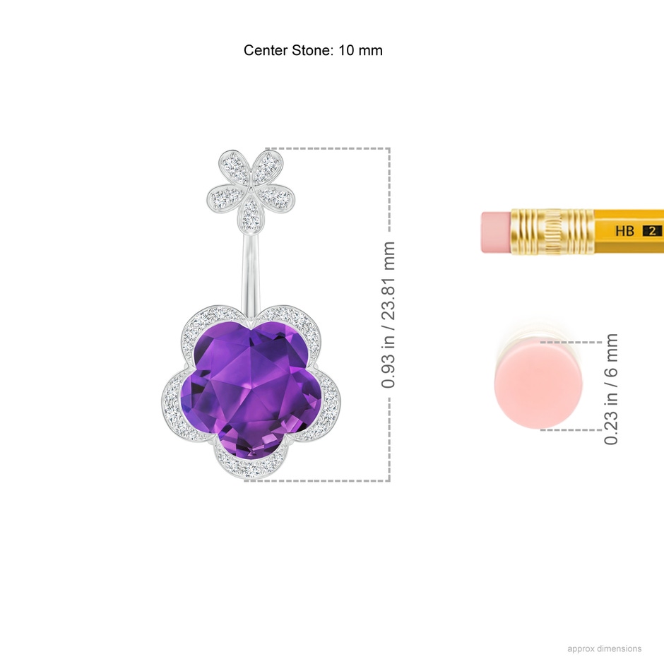 10mm AAAA Five-Petal Flower Amethyst Backset Multi-Wear Earrings in White Gold ruler