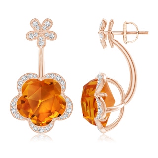 10mm AAAA Five-Petal Flower Citrine Backset Multi-Wear Earrings in Rose Gold