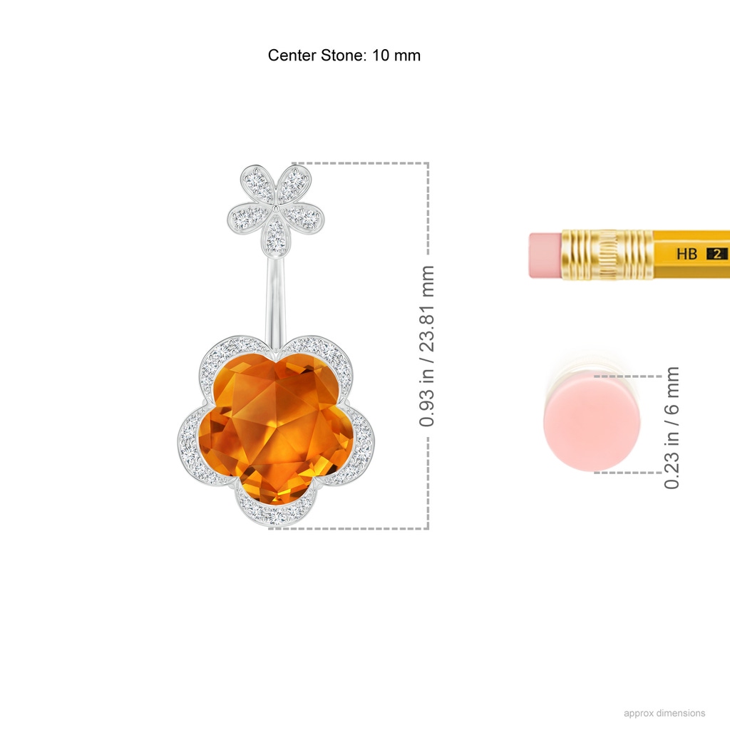 10mm AAAA Five-Petal Flower Citrine Backset Multi-Wear Earrings in White Gold Ruler