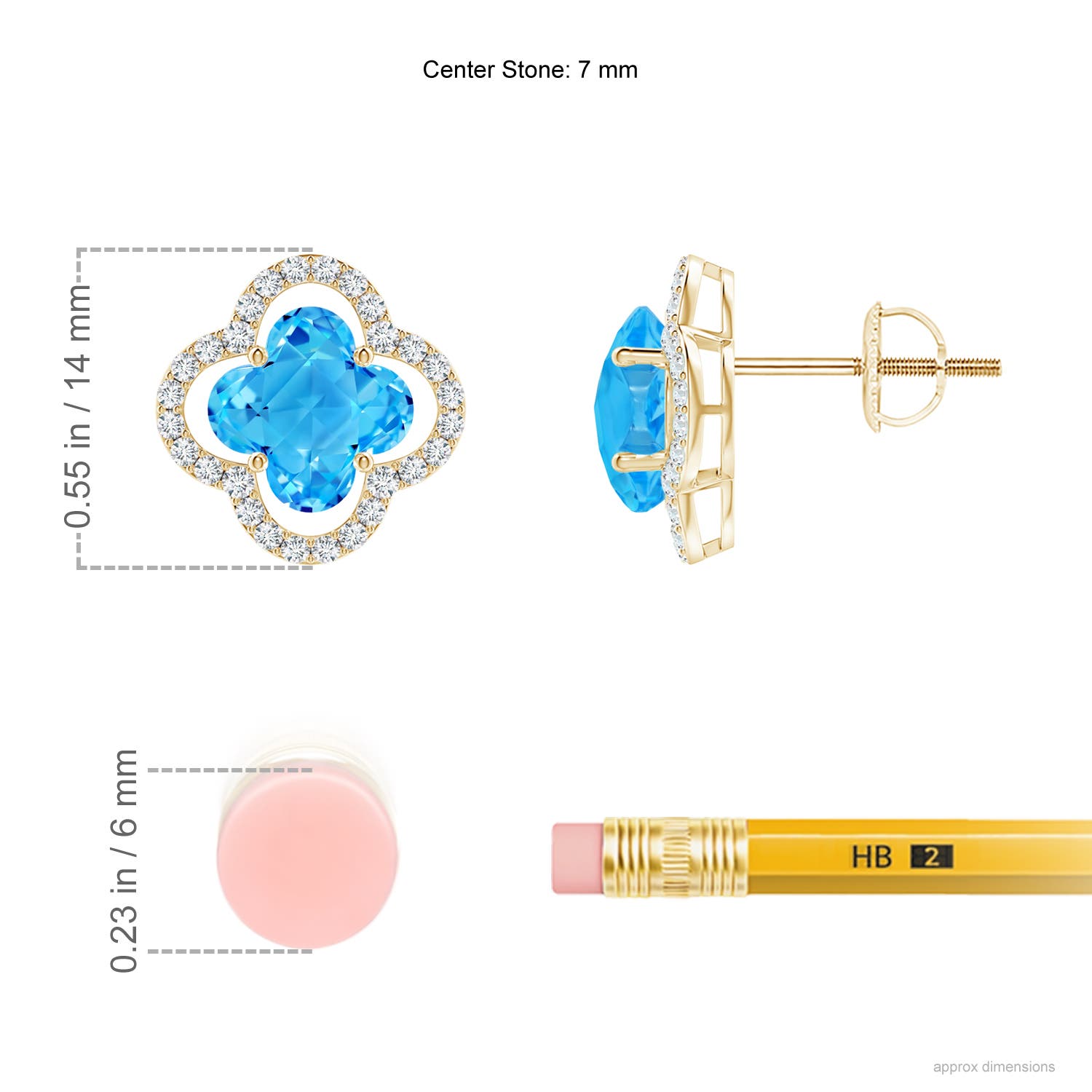 AAAA - Swiss Blue Topaz / 4.06 CT / 14 KT Yellow Gold