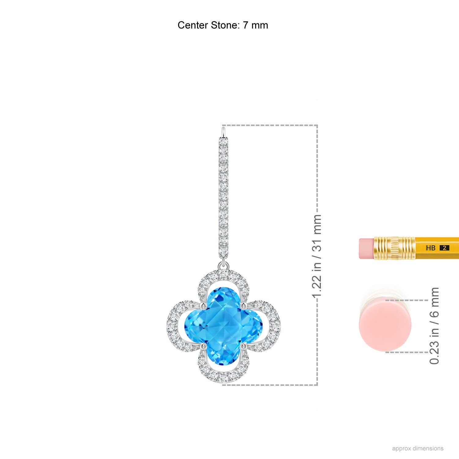 AAAA - Swiss Blue Topaz / 4.13 CT / 14 KT White Gold