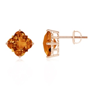 8mm AAAA Clover-Shaped Citrine Stud Earrings in Rose Gold