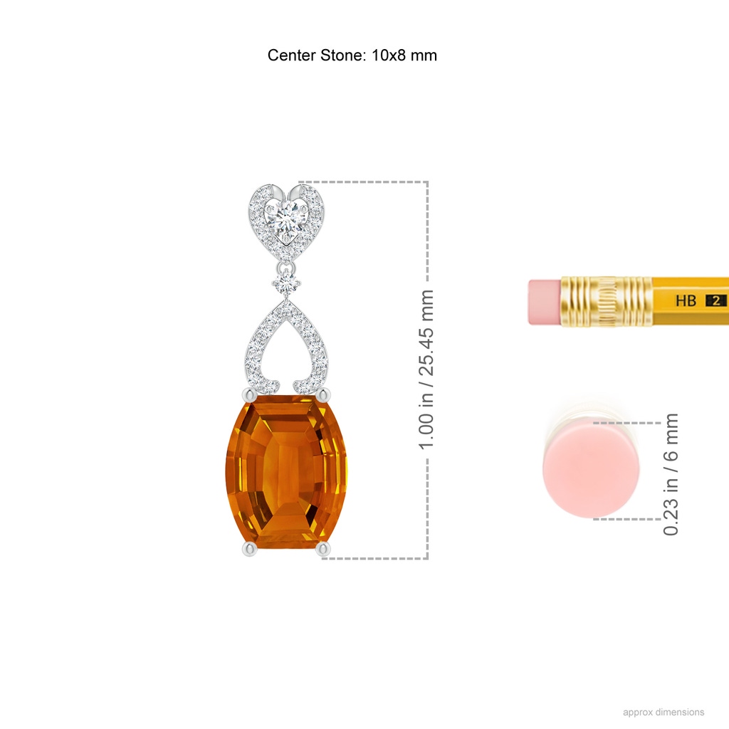 10x8mm AAAA Barrel-Shaped Citrine Dangle Earrings in White Gold Ruler