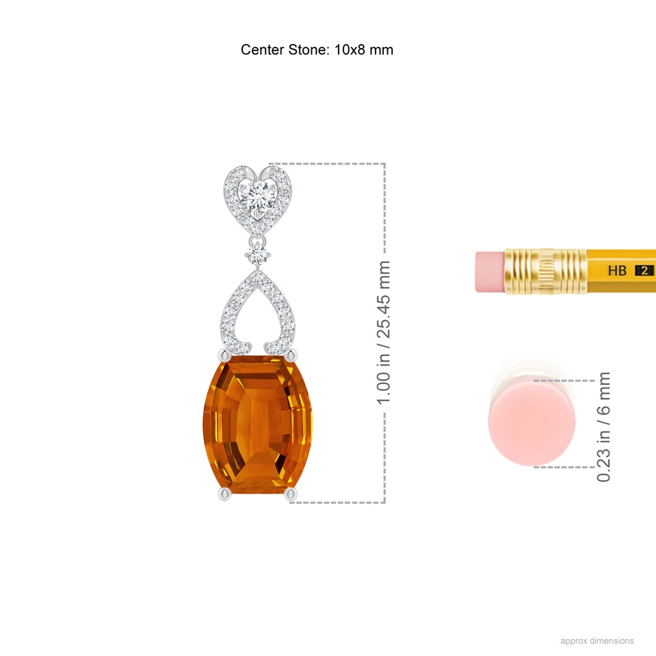 10x8mm AAAA Barrel-Shaped Citrine Dangle Earrings in White Gold ruler