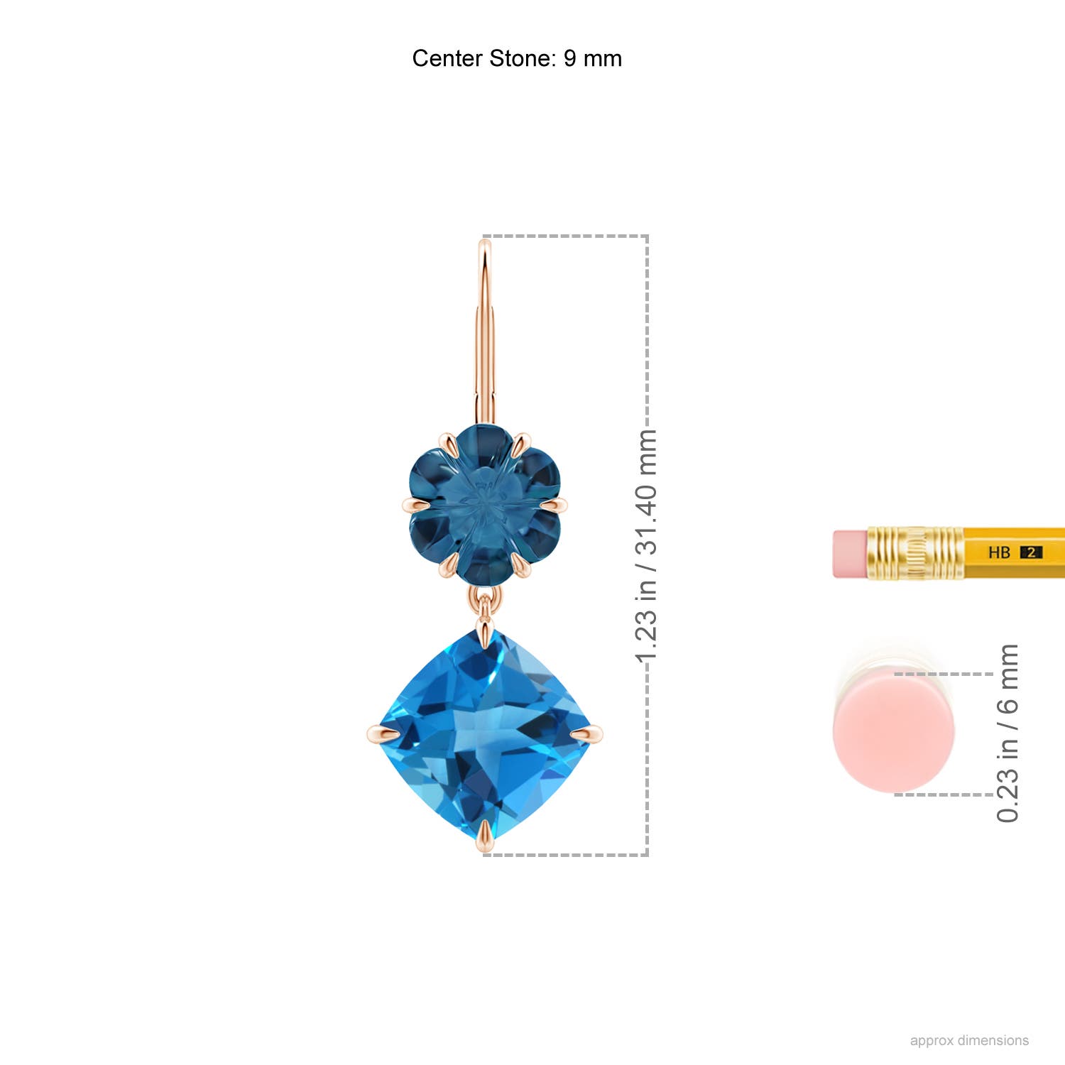 AAAA - Swiss Blue Topaz / 10.45 CT / 14 KT Rose Gold