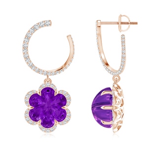 10mm AAAA Orange Peel Inspired Amethyst Flower Earrings in 9K Rose Gold