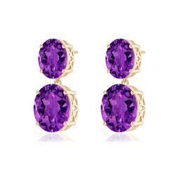 Dangle Yellow Gold Amethyst Earrings