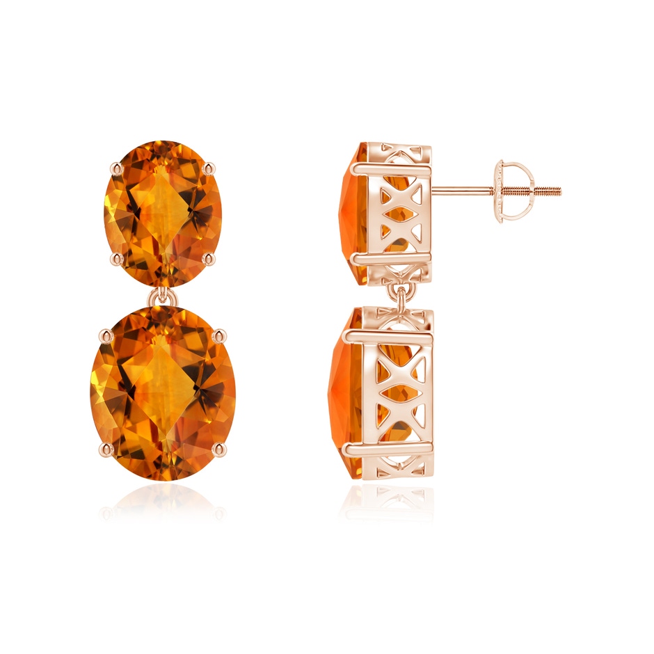 12x10mm AAAA Oval Citrine Dangle Earrings in Rose Gold side-1
