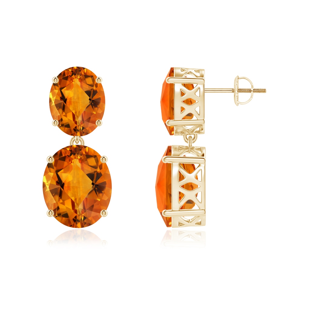 12x10mm AAAA Oval Citrine Dangle Earrings in Yellow Gold - side_1