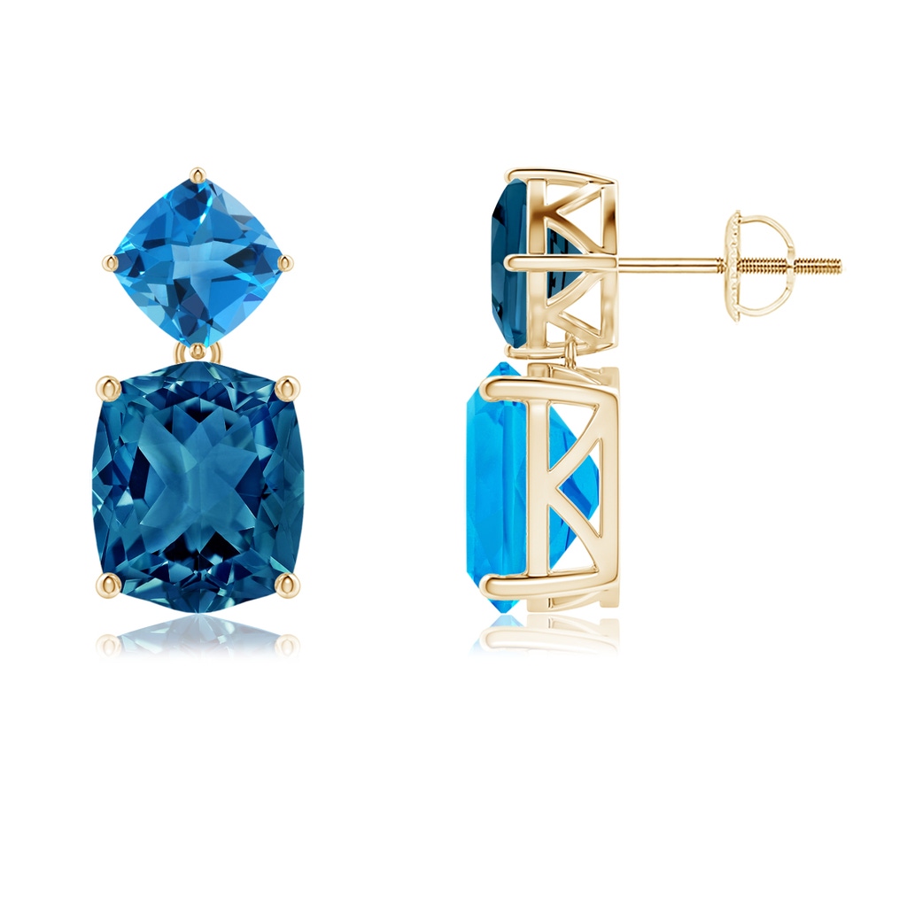 Angara London Blue Topaz Fish Hook Earrings with Diamond Accents in 14K Gold/London Blue Topaz