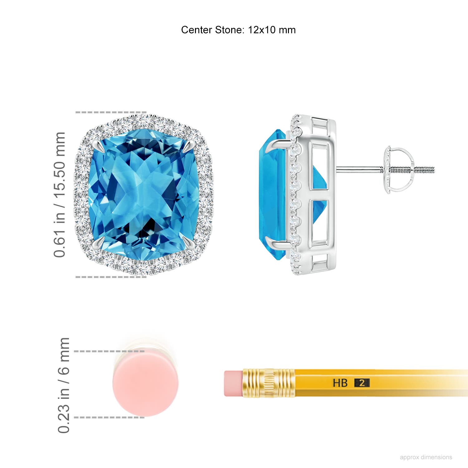 AAAA - Swiss Blue Topaz / 12.68 CT / 14 KT White Gold