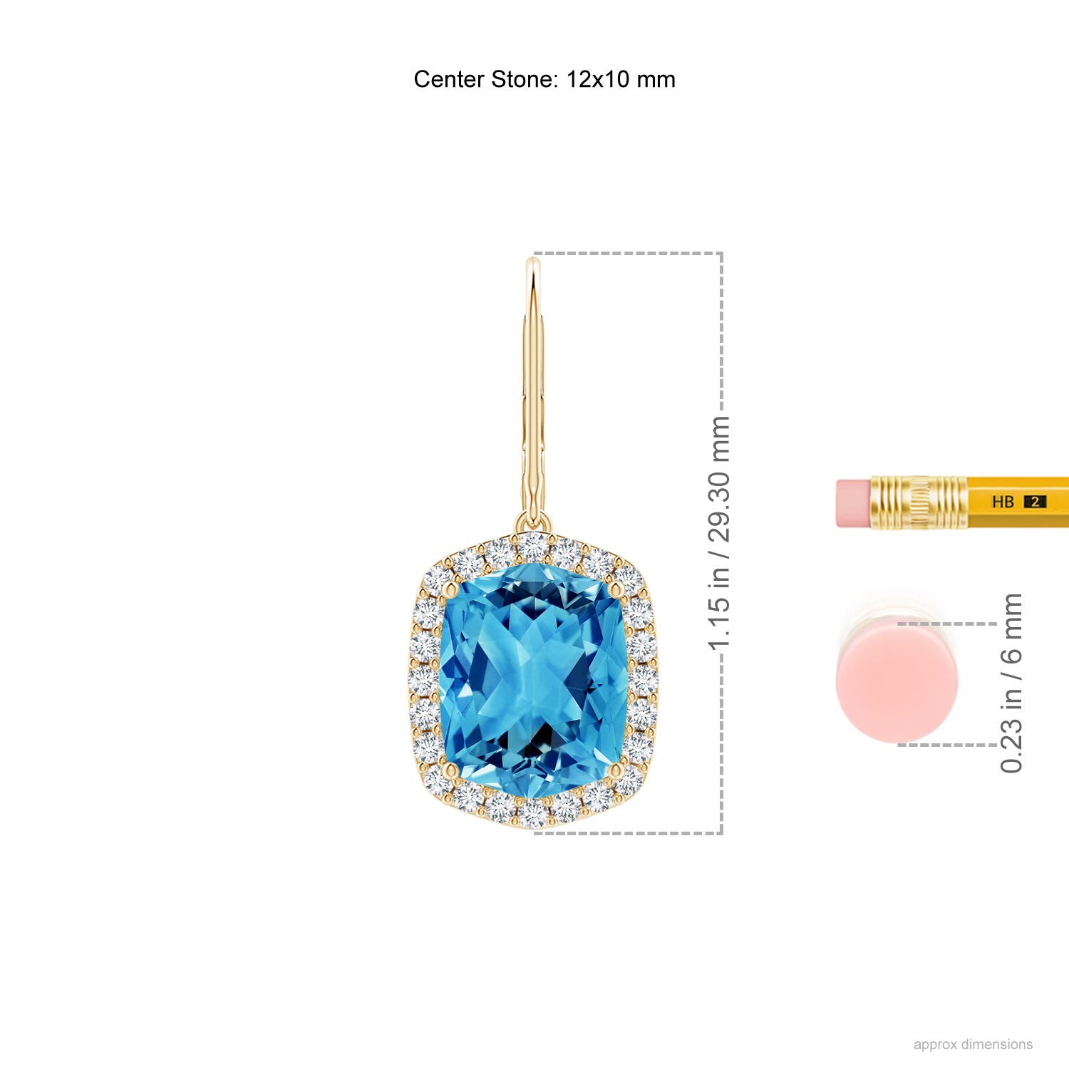 AAAA - Swiss Blue Topaz / 12.86 CT / 14 KT Yellow Gold