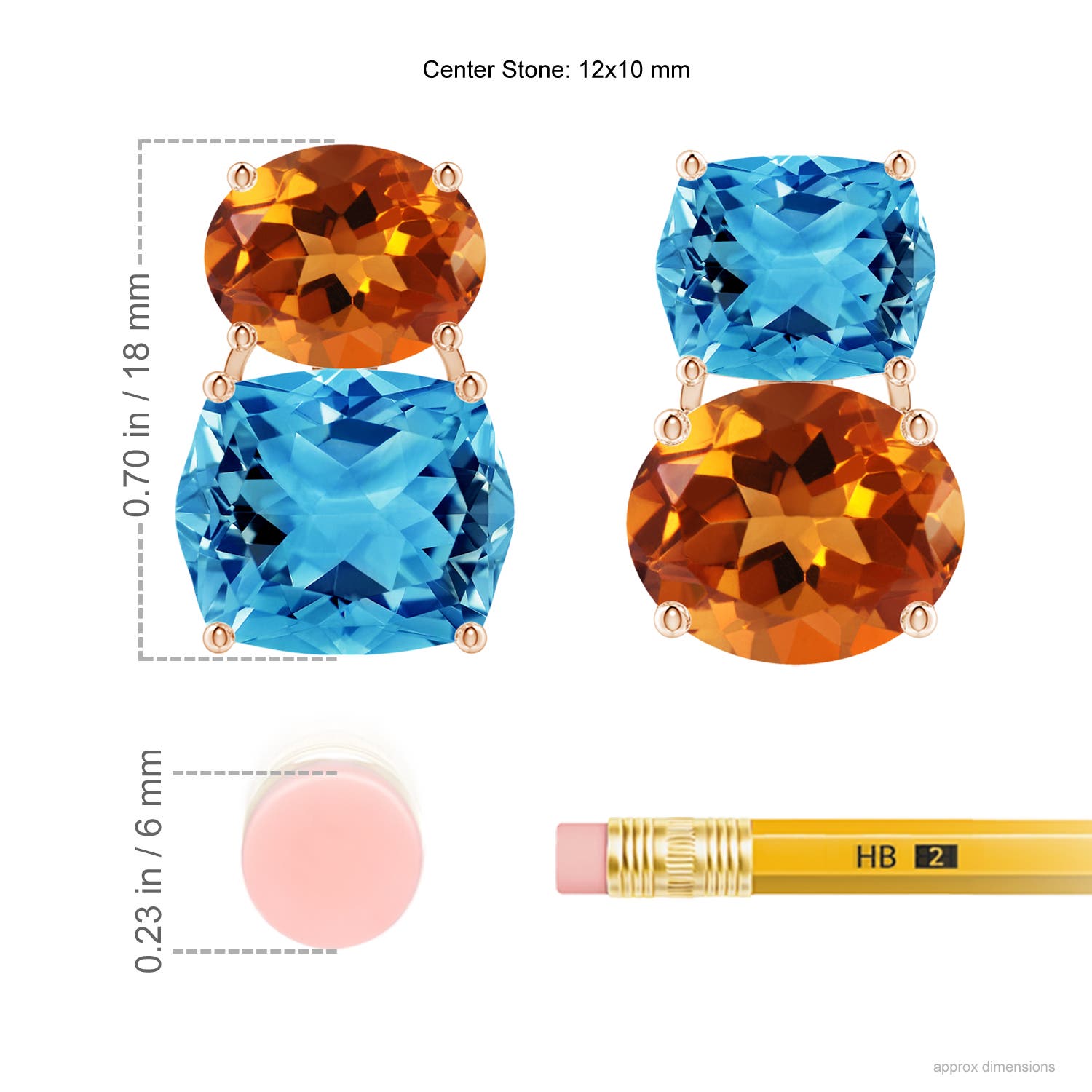 AAAA - Swiss Blue Topaz / 15.9 CT / 14 KT Rose Gold