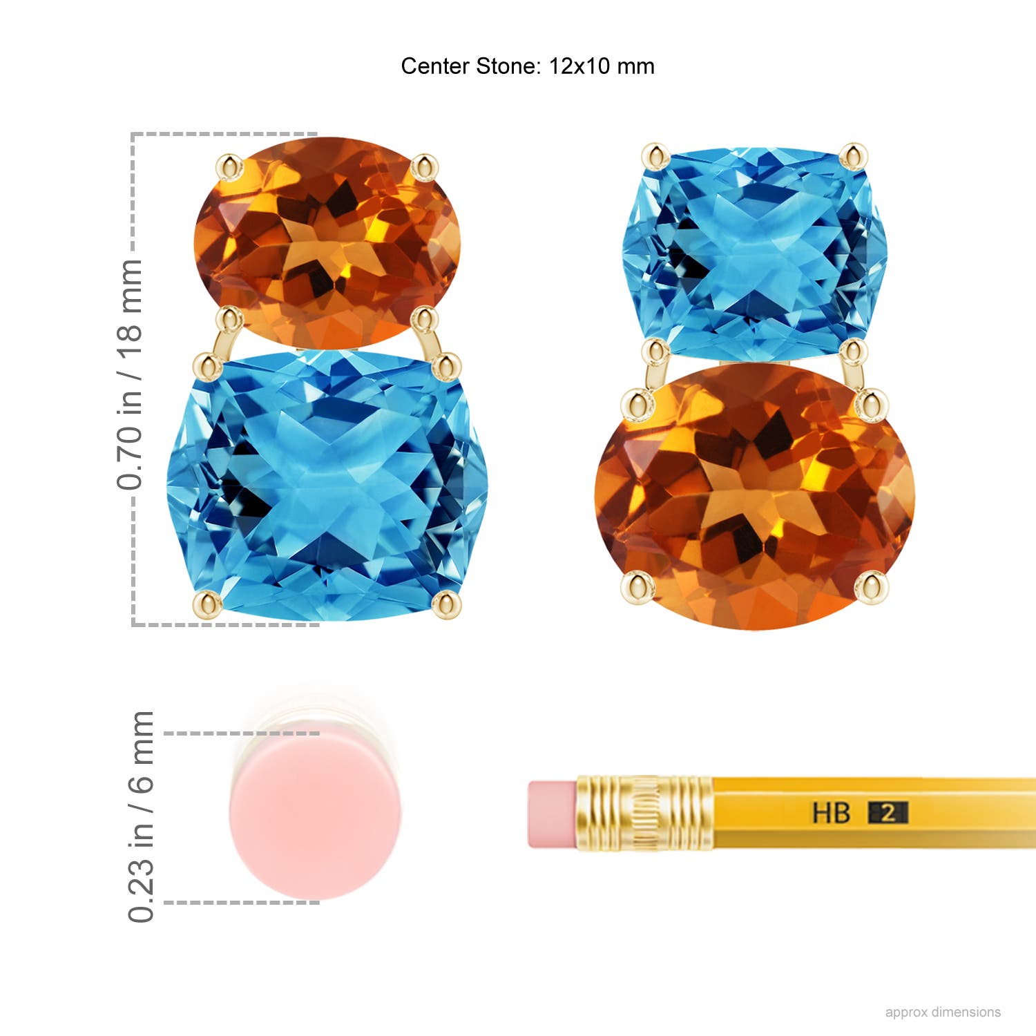 AAAA - Swiss Blue Topaz / 15.9 CT / 14 KT Yellow Gold