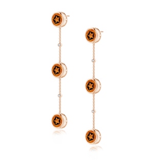 9mm AAAA Bezel-Set Round Citrine Station Drop Earrings in Rose Gold