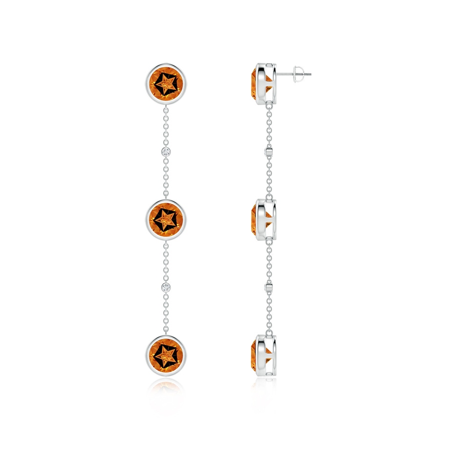 9mm AAAA Bezel-Set Round Citrine Station Drop Earrings in White Gold side-1