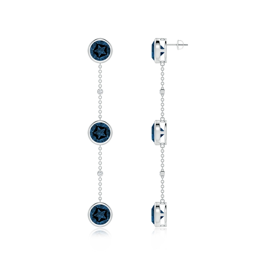 9mm AAAA Bezel-Set Round London Blue Topaz Station Drop Earrings in White Gold side-1