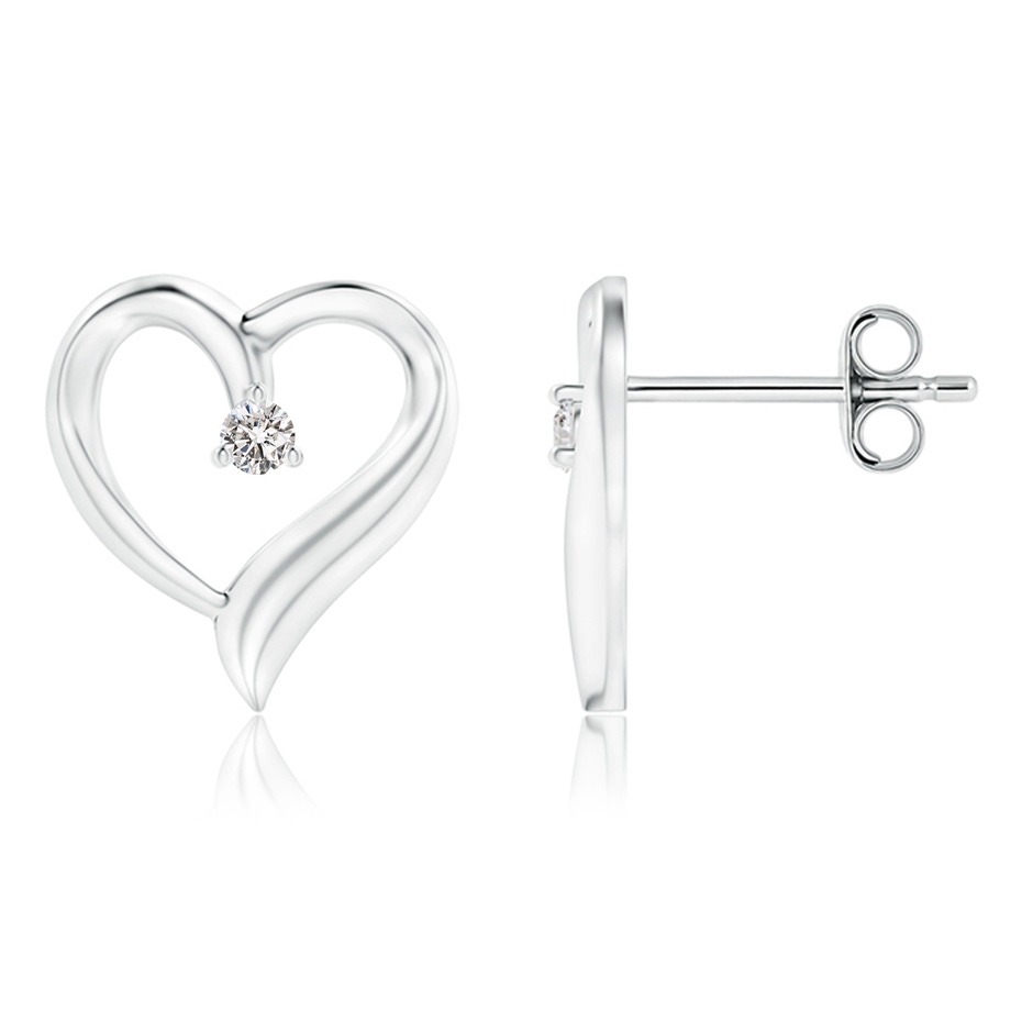 1.9mm IJI1I2 Free Diamond Open Heart Stud Earrings in S999 Silver 