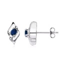 4x3mm AA Free Sapphire & Diamond Shell Stud Earrings in S999 Silver