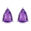 7x5mm AA Free Trillion Amethyst Stud Earrings in S999 Silver