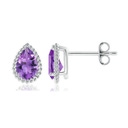 6x4mm AA Free Pear Amethyst Twisted Wire Stud Earrings in S999 Silver