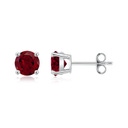 6mm AA Free Round Garnet Stud Earrings in S999 Silver