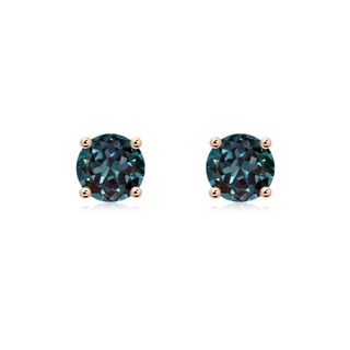 6mm Labgrown Basket-Set Round Lab-Grown Alexandrite Studs in 9K Rose Gold