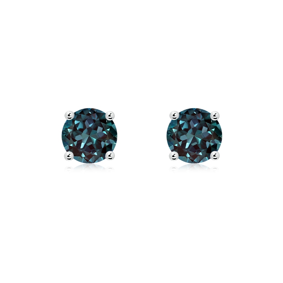 6mm Labgrown Basket-Set Round Lab-Grown Alexandrite Studs in White Gold 