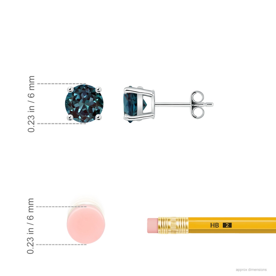 6mm Labgrown Basket-Set Round Lab-Grown Alexandrite Studs in White Gold ruler