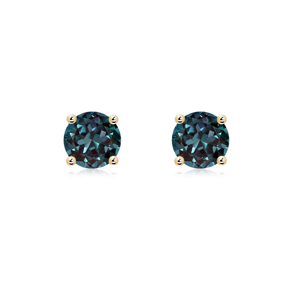6mm Labgrown Basket-Set Round Lab-Grown Alexandrite Studs in Yellow Gold 