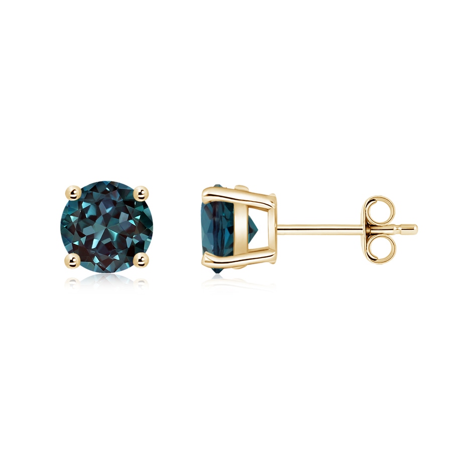 6mm Labgrown Basket-Set Round Lab-Grown Alexandrite Studs in Yellow Gold side 199