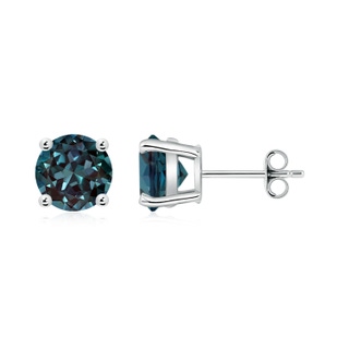 7mm Labgrown Basket-Set Round Lab-Grown Alexandrite Studs in P950 Platinum