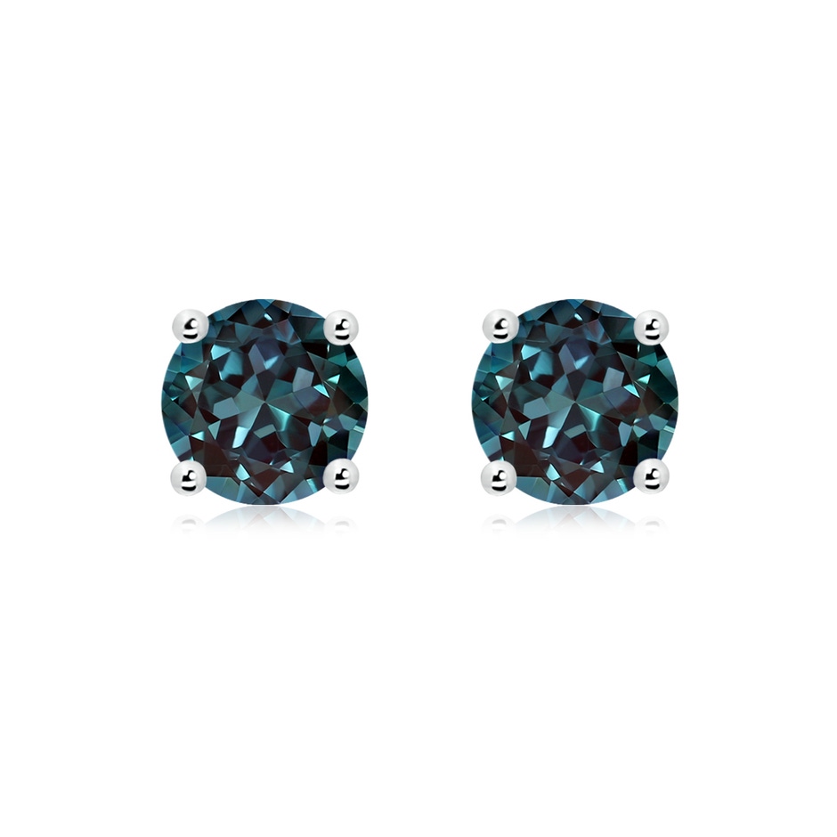 8mm Labgrown Basket-Set Round Lab-Grown Alexandrite Studs in 18K White Gold 