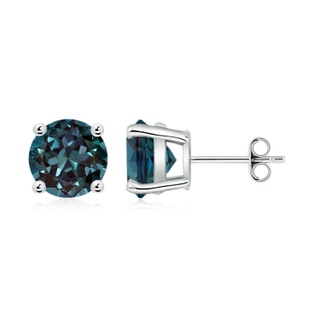 8mm Labgrown Basket-Set Round Lab-Grown Alexandrite Studs in P950 Platinum