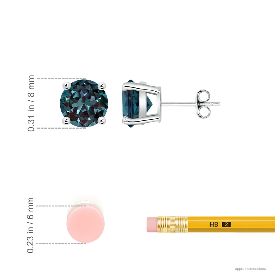 8mm Labgrown Basket-Set Round Lab-Grown Alexandrite Studs in White Gold ruler